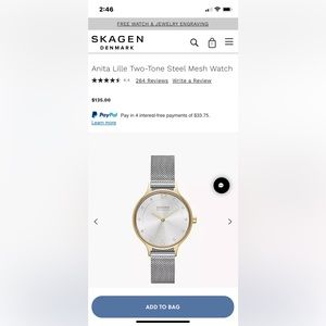 Skagen Anita Lille two tone stainless mesh watch